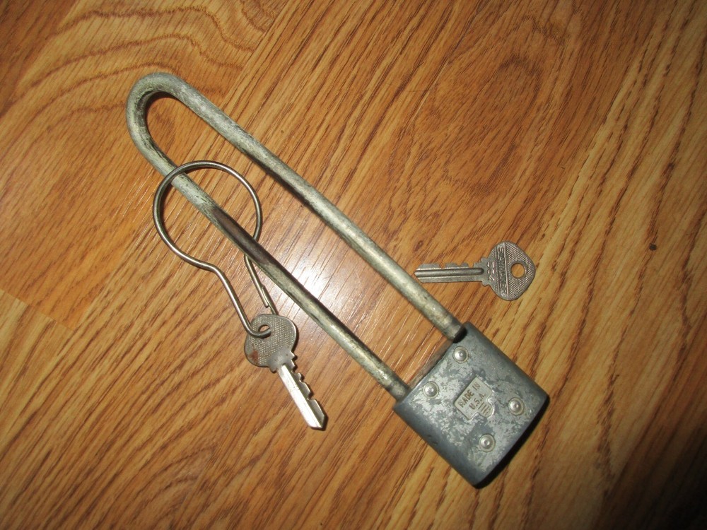 Slaymaker Rustless Bicycle Padlock 2 Keys Very Good Condition