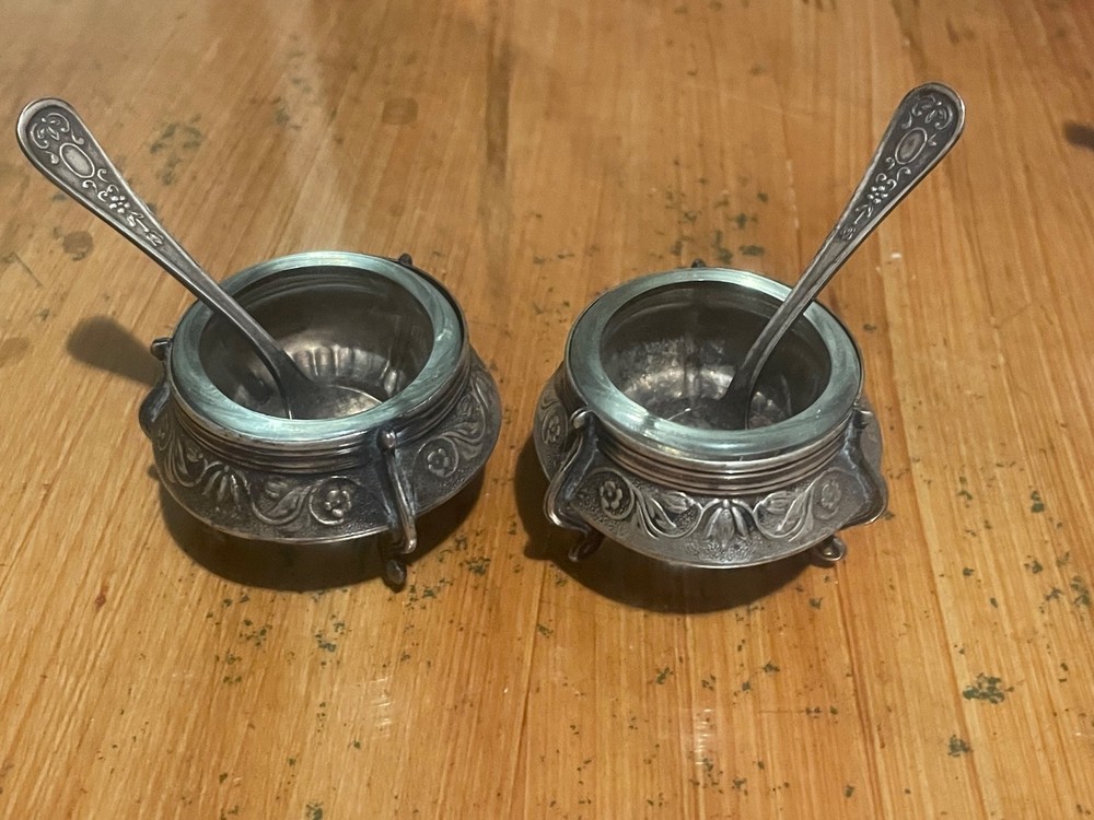 Vintage Salt Cellars with Spoons
