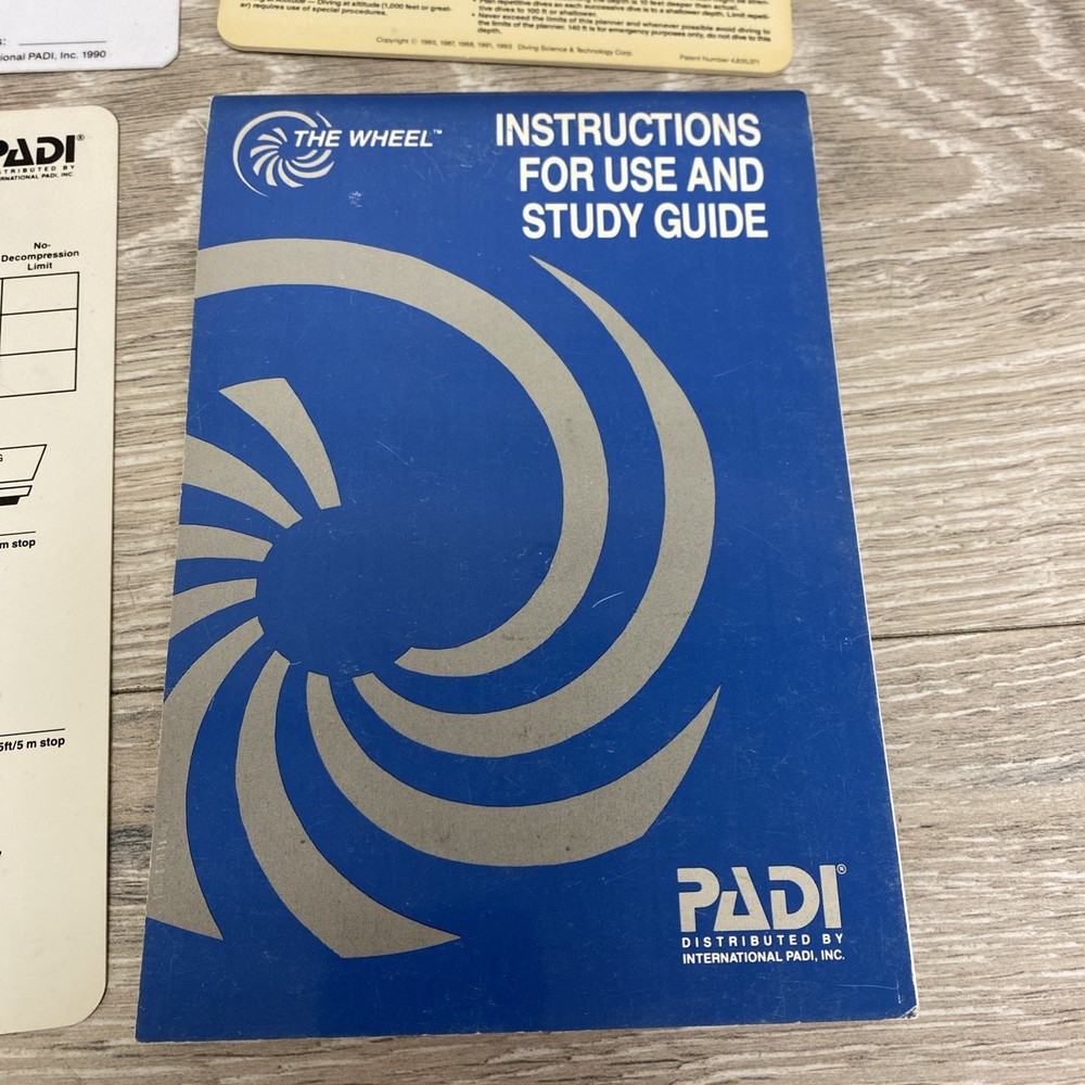 Padi the Wheel Instructions Study Guide Recreational Dive Planner