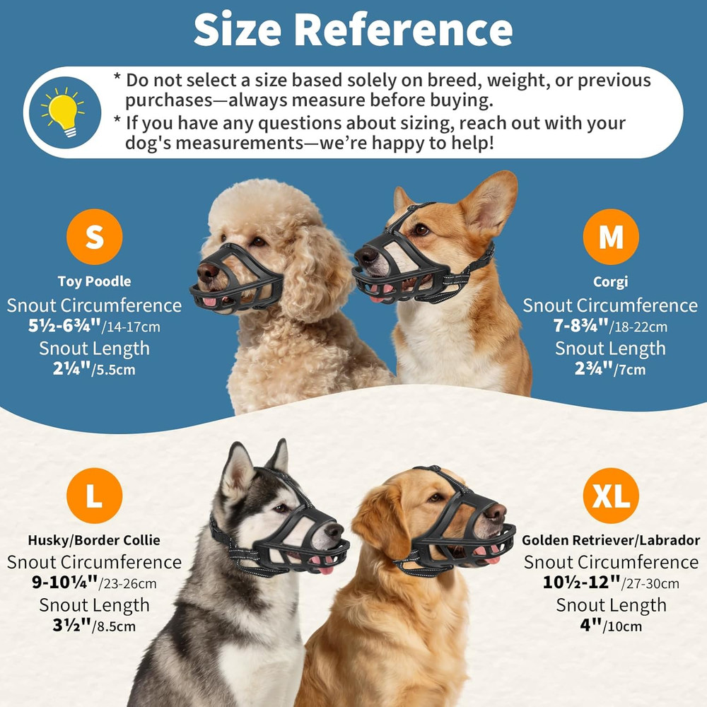 Dog Basket Muzzle for Medium & Large Dogs, Humane Cage Muzzle Prevent Biting Sca