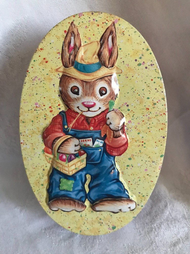 2 Vintage Easter Bunny tins