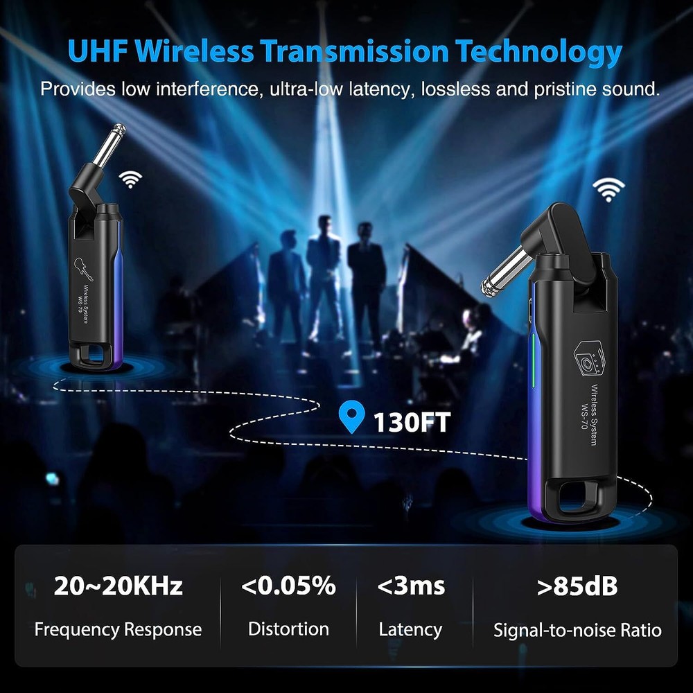 LEKATO UHF Wireless Audio Guitar System Electronic Guitar Transmitter Receiver