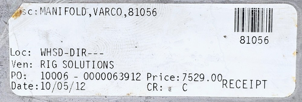 81056 MANIFOLD VARCO RIG SOLUTIONS