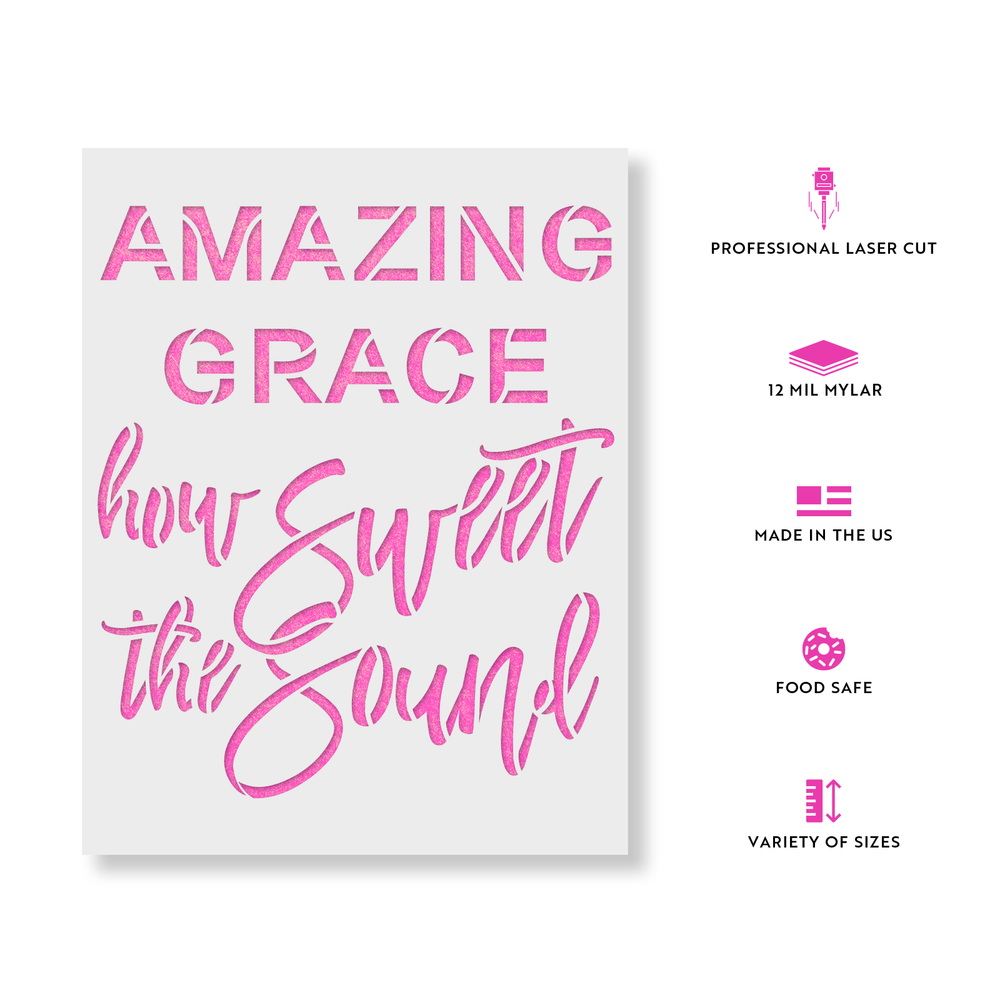 Amazing Grace Stencil - Durable & Reusable Mylar Stencils