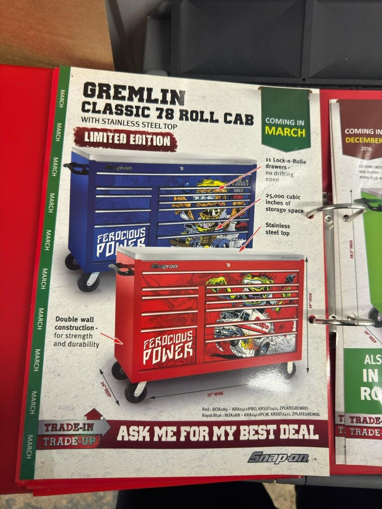 Snap On Tool Box Roll Cab 40" Decal Graphics Ferocious Power Dirty Donny Red