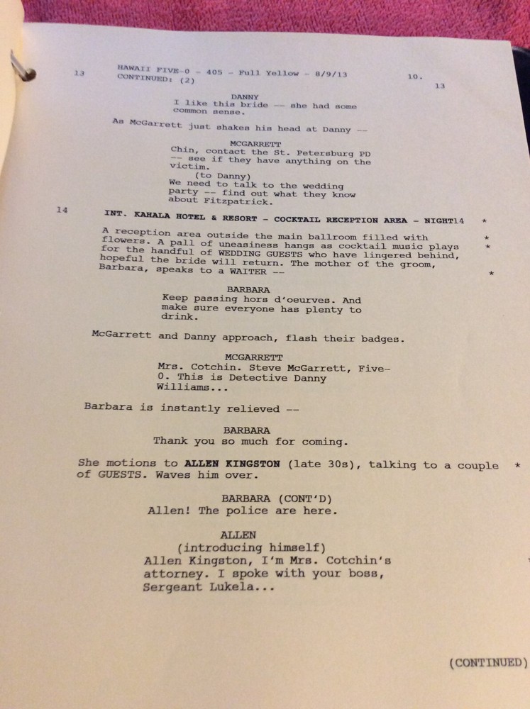 HAWAII FIVE-O ORIGINAL SCRIPT 405 SCHEDULE 2013 A IA LA AKU DANIEL DAE KIM