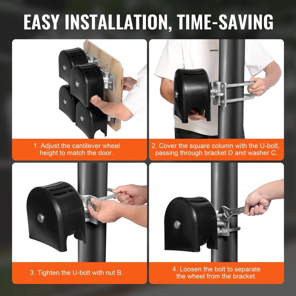 Heavy-Duty Sliding Gate Kit w/ Nylon Rollers & Cover