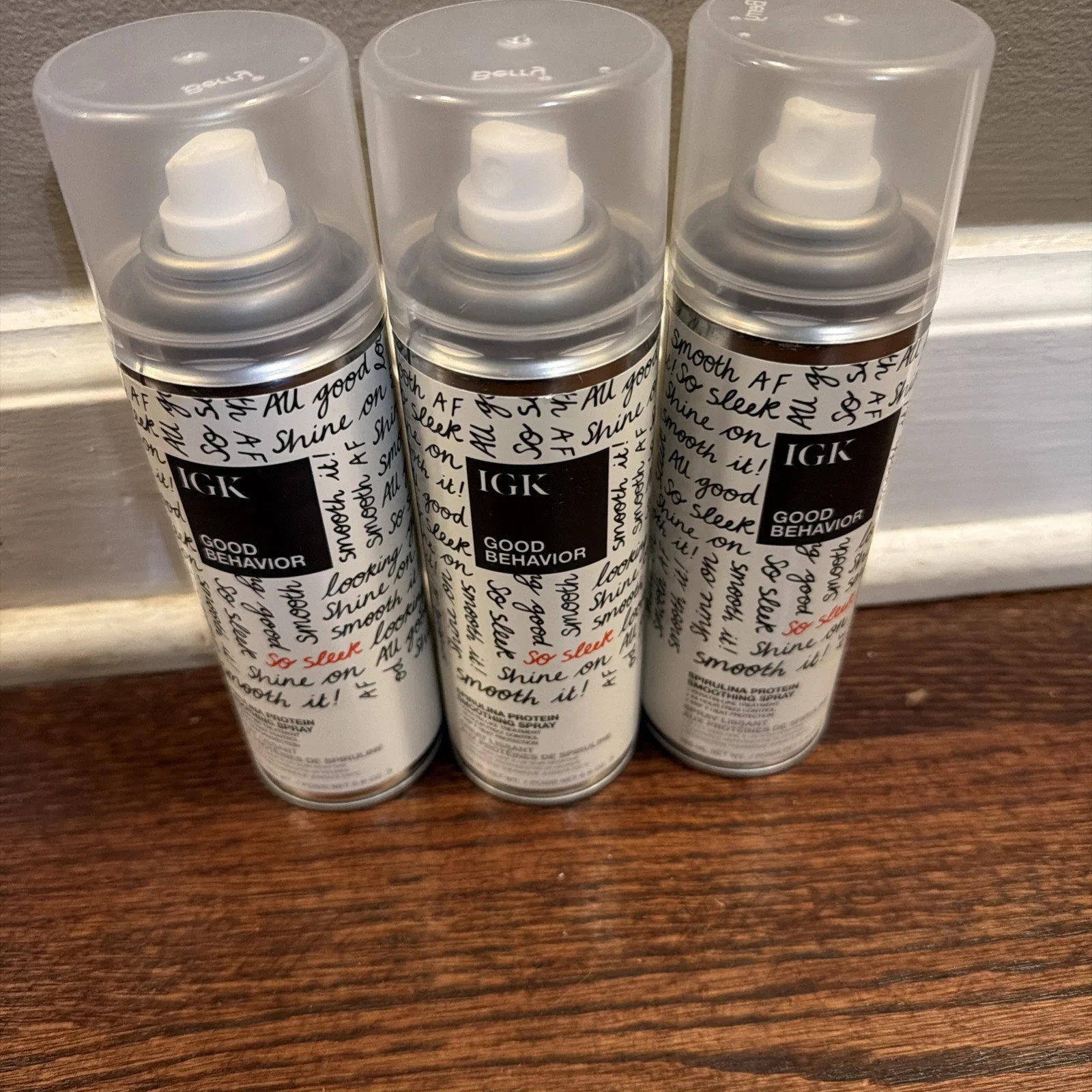 3pk IGK Good Behavior Spirulina Protein Smoothing Spray 5.6 Oz 186 mL Full Size