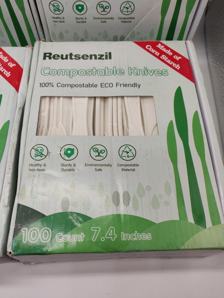 Biodegradable Cornstarch Cutlery 7.4" Table Knives Compostable 400 pcs