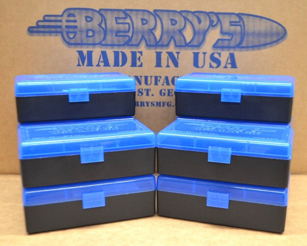 45 ACP / 40 / 10 MM  10 x 50 ROUND PLASTIC AMMO BOXES ( BLUE / BLACK)