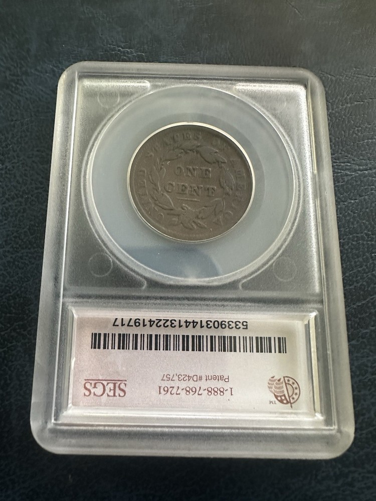 1838 large cent SEGS VF-20