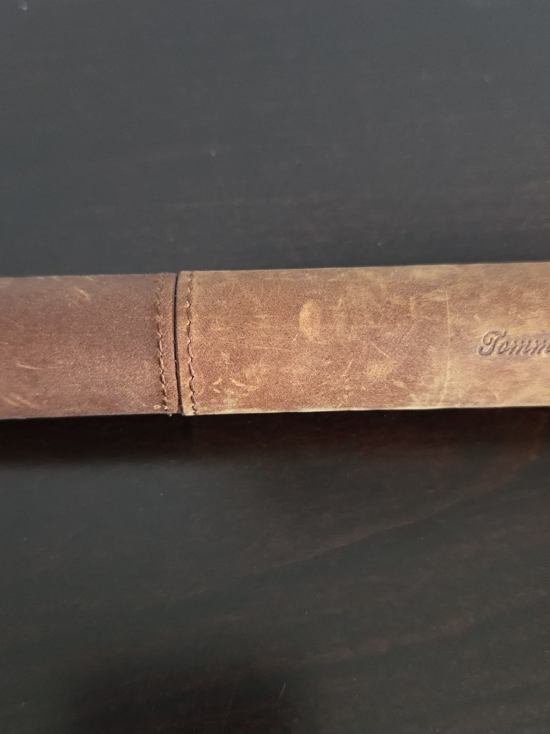 Rare Tommy Bahama Brown Leather Cigar Tube Case Stainless Steel Interior