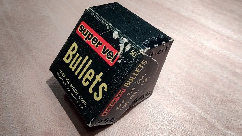 Vintage Super Vel  Bullets Box / Empty / 9mm