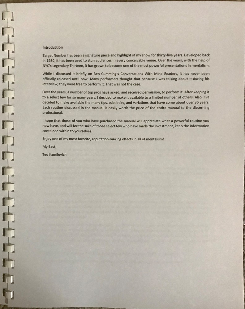 TED KARMILOVICH TARGET NUMBER