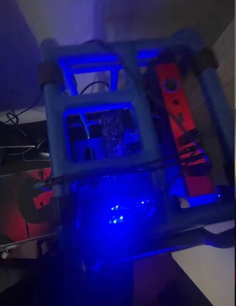 blue bicycle frame gaming pc