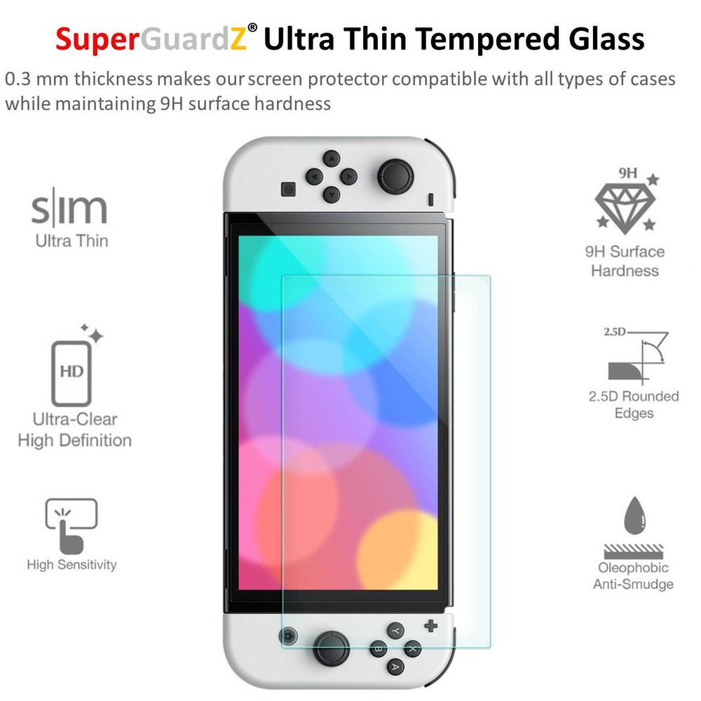 SuperGuardZ Tempered Glass Screen Protector For Nintendo Switch OLED (2021)