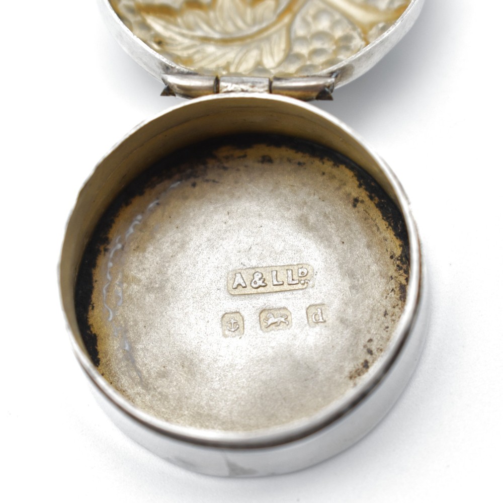 Antique Solid Sterling Silver Pill Pot 1903 Box
