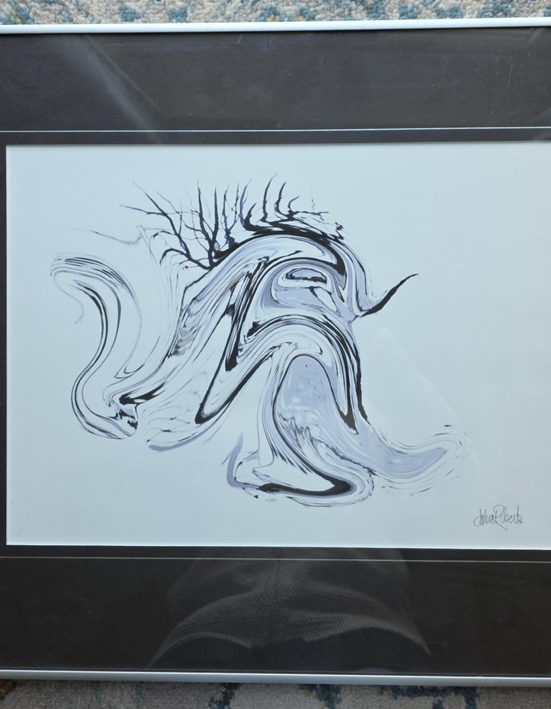 Framed abstract drawing