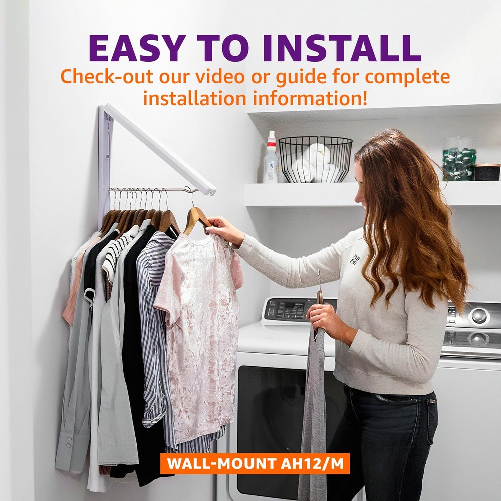 InstaHanger Clothes Drying Rack - Wall Mounted Laundry Drying Rack for Small