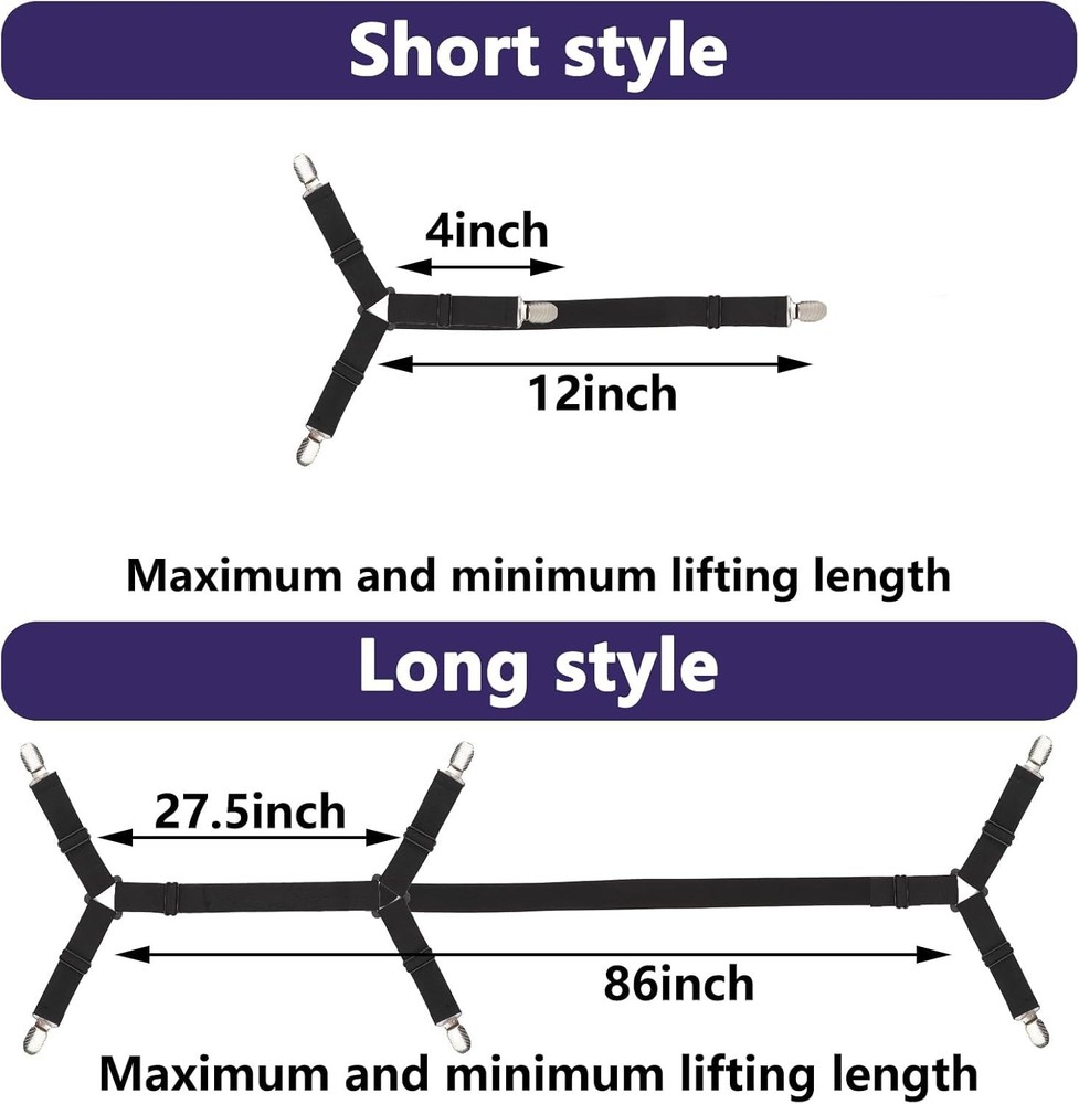 Luxury Bed Sheet Straps - 6 PCS Adjustable Clips for Secure, Wrinkle-Free Sheets