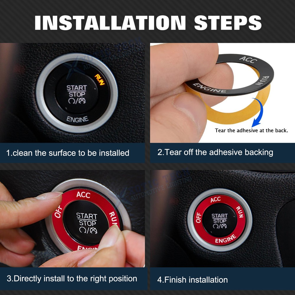 Engine Start Stop Button Cover Trim Ring For Dodge Charger Challenger Durango