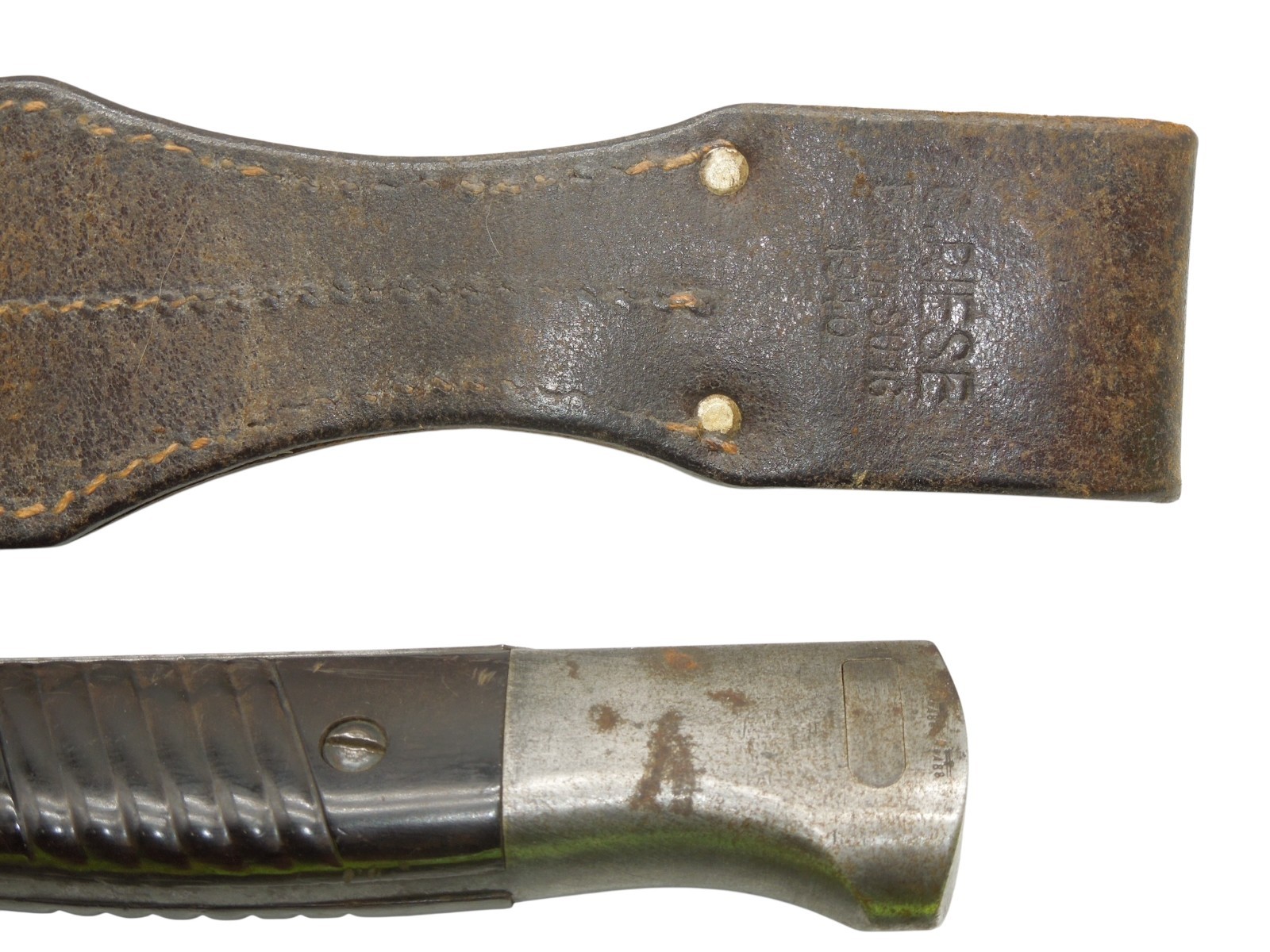 Original WWII German Army Non Matching Numbers Bayonet Scabbard Frog 41 FNJ