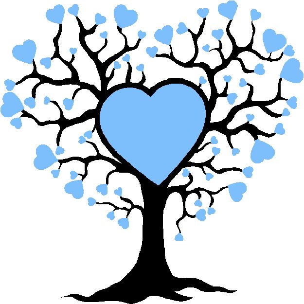 30 Custom Modern Blue Heart Tree Personalized Address Labels