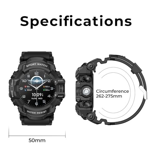 Military Smart Watch with Flashlight (Answer/Make Call) Compass, Black
