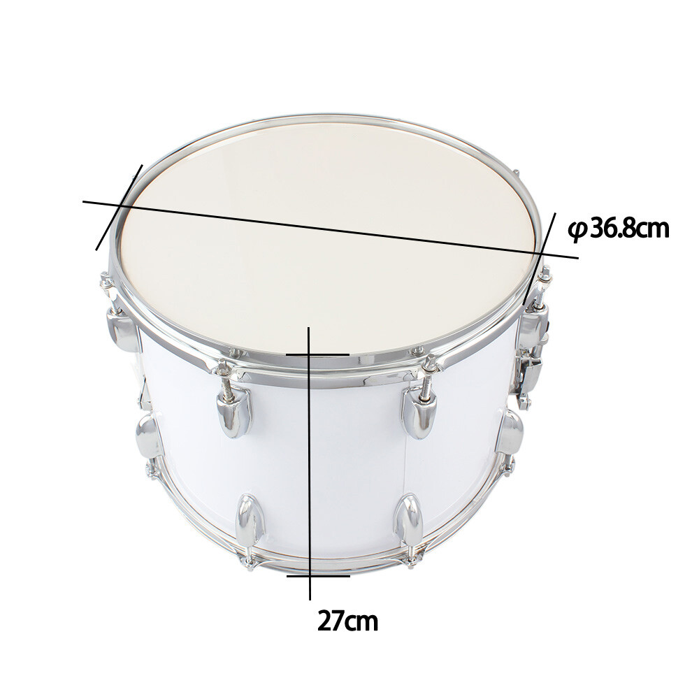 14 x10inches Marching Drum Drumsticks Key Strap White