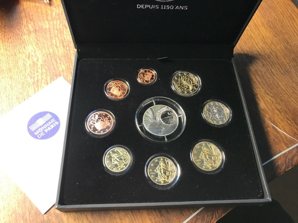 FRANCE, SET PROOF CIRCULATING COINS, PROOF, SET 2014, (COQ SILVER)