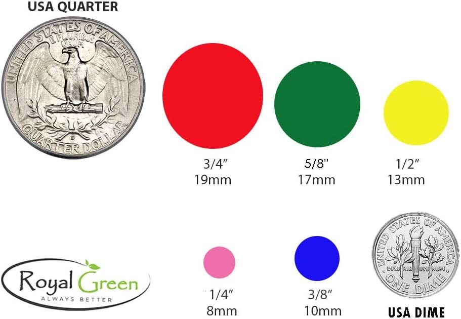 Small Color Coding Labels Stickers 1/4 Inch 8mm Dots for Marking