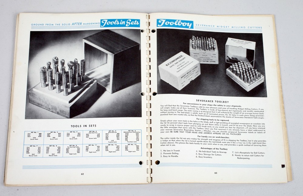 1943 Severance Midget Milling Cutters Catalog Grinding Files Tools Saginaw MI
