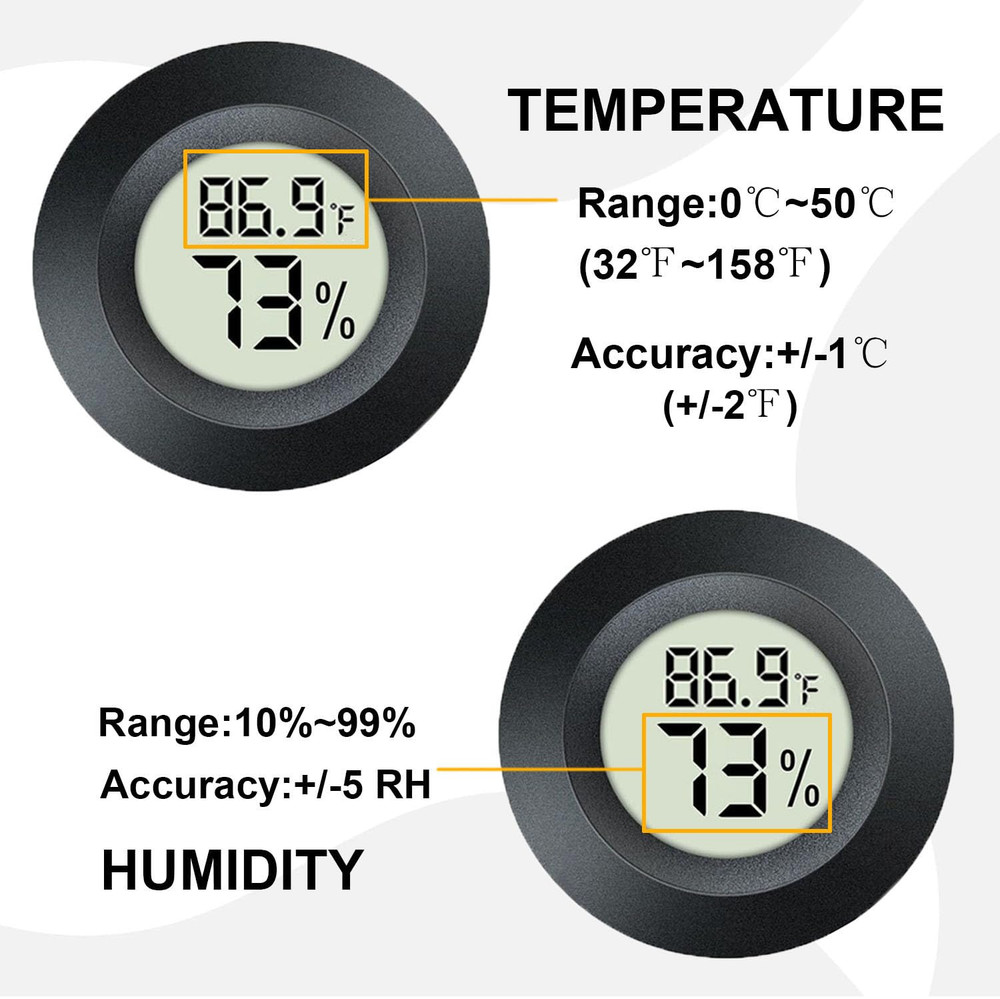 2 Pack Mini Digital Hygrometer Thermometer Gauge, Indoor Outdoor Temperature Hum