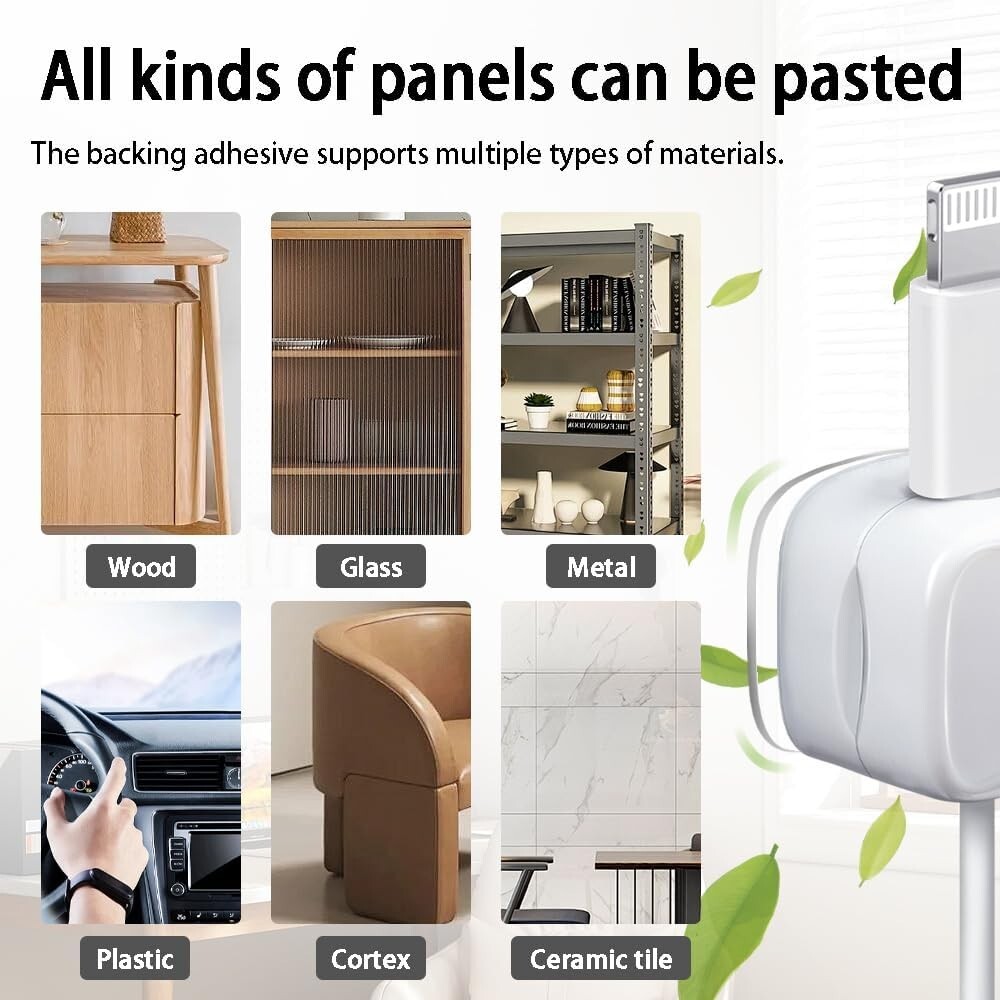 Magnetic Cable Clips, 6 Pack Cord Organizer Holder, White Charging Cable Keeper