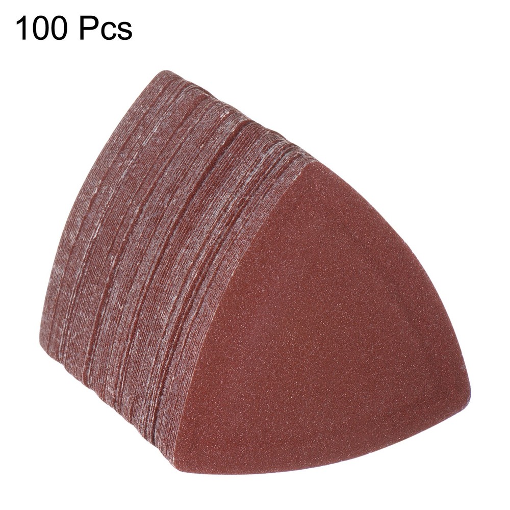 100pcs 150 Grits 80mm Aluminum Oxide Triangular Hook & Loop Sandpapers Pads