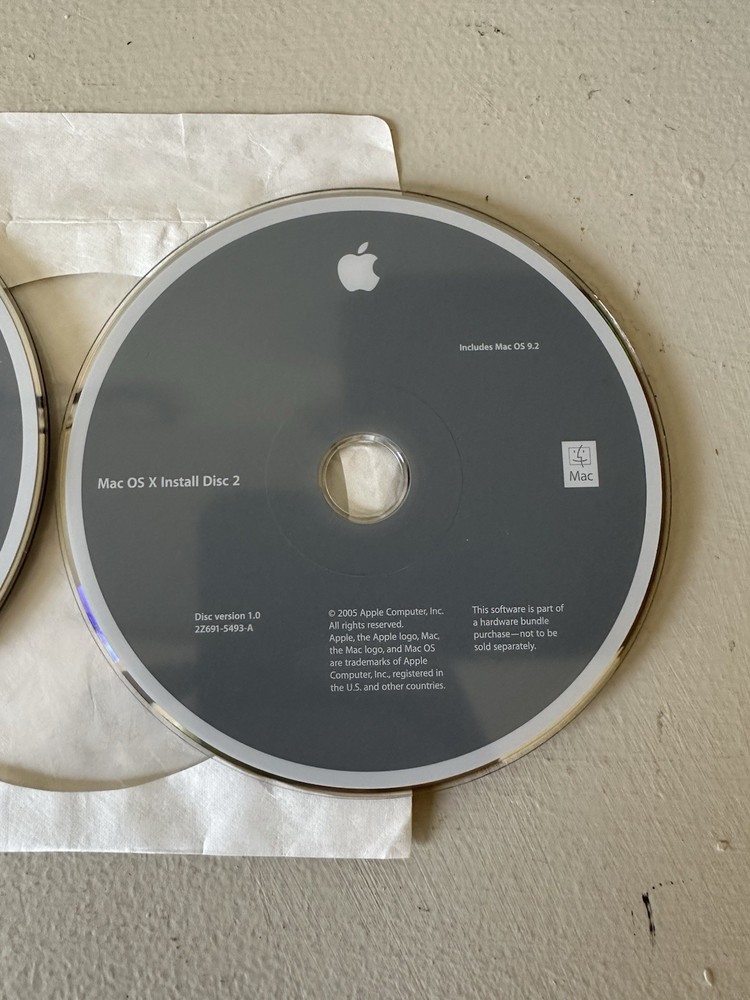 Apple Mac OS X Tiger version 10.4 iMac G5 Install 2 discs Only
