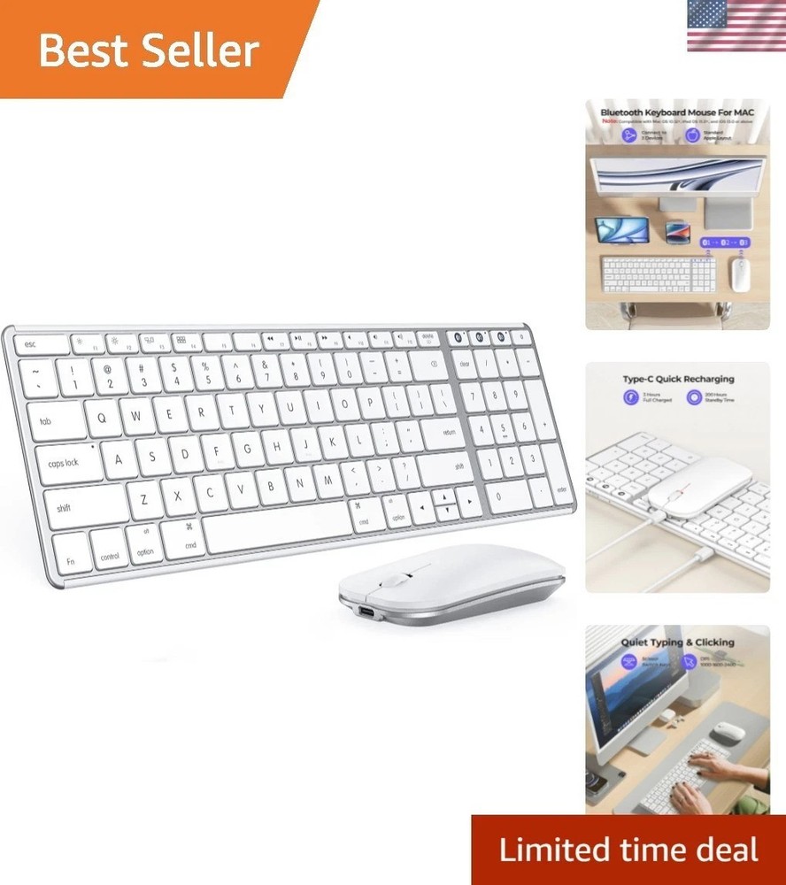 Bluetooth Keyboard and Mouse Combo for Mac, -2 Rechargeable Slim Wireless Key...