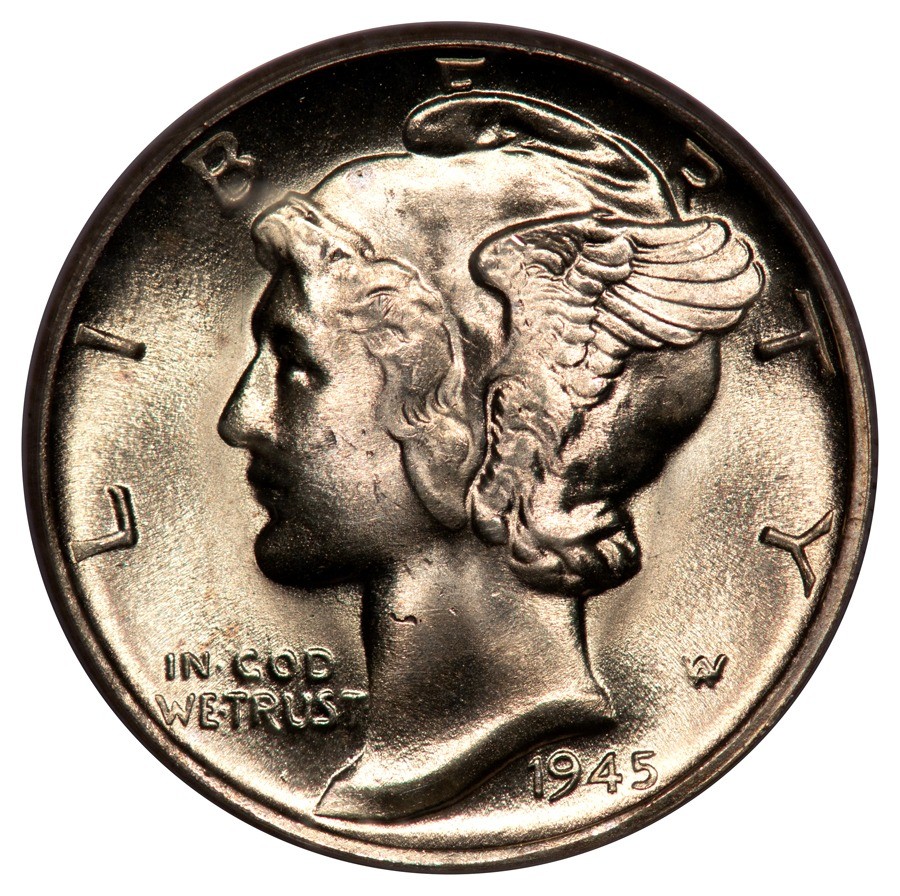 1945-S 10C Micro S Mercury Dime PCGS OGH MS65