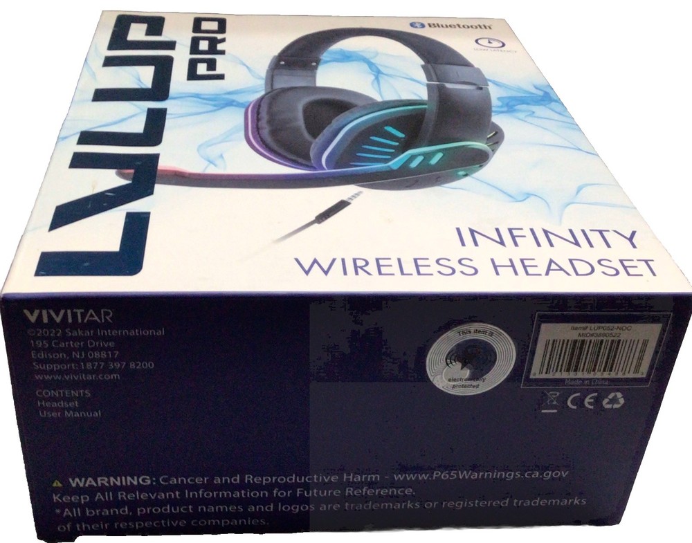 lvlup pro Vivitar Infinity Wireless Heandset With Microphone Bluetooth Light-up