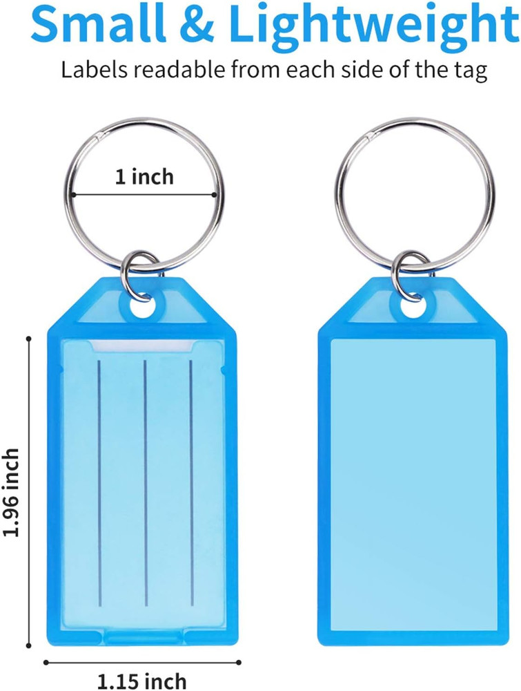 20 Pack Plastic Key Tags with Container, Key Labels with Ring and Label Window,