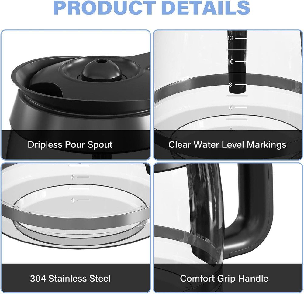 Replacement 12-Cup Carafe for Ninja Coffee Brewer Models CE251, CE201, CE200