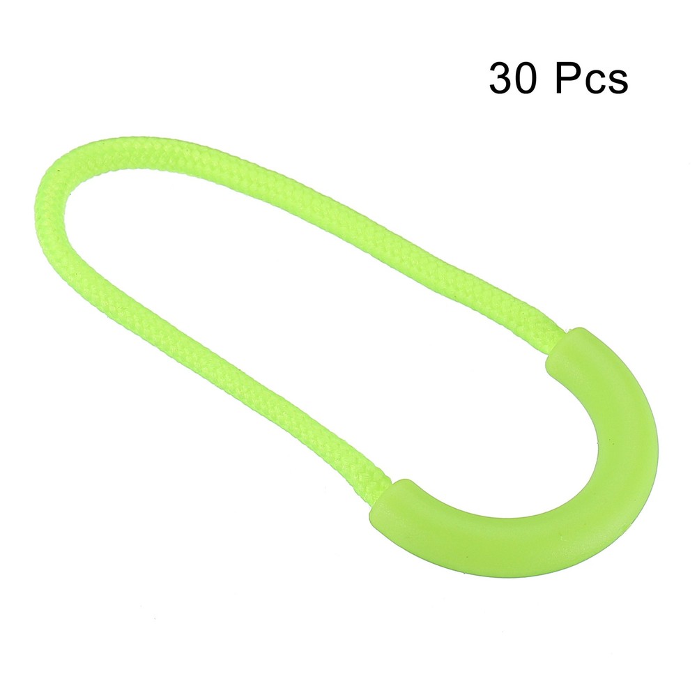 Zipper Pulls Extension Handle Cord, 30 Pack Plastic U-Shape, Fluorescent Green