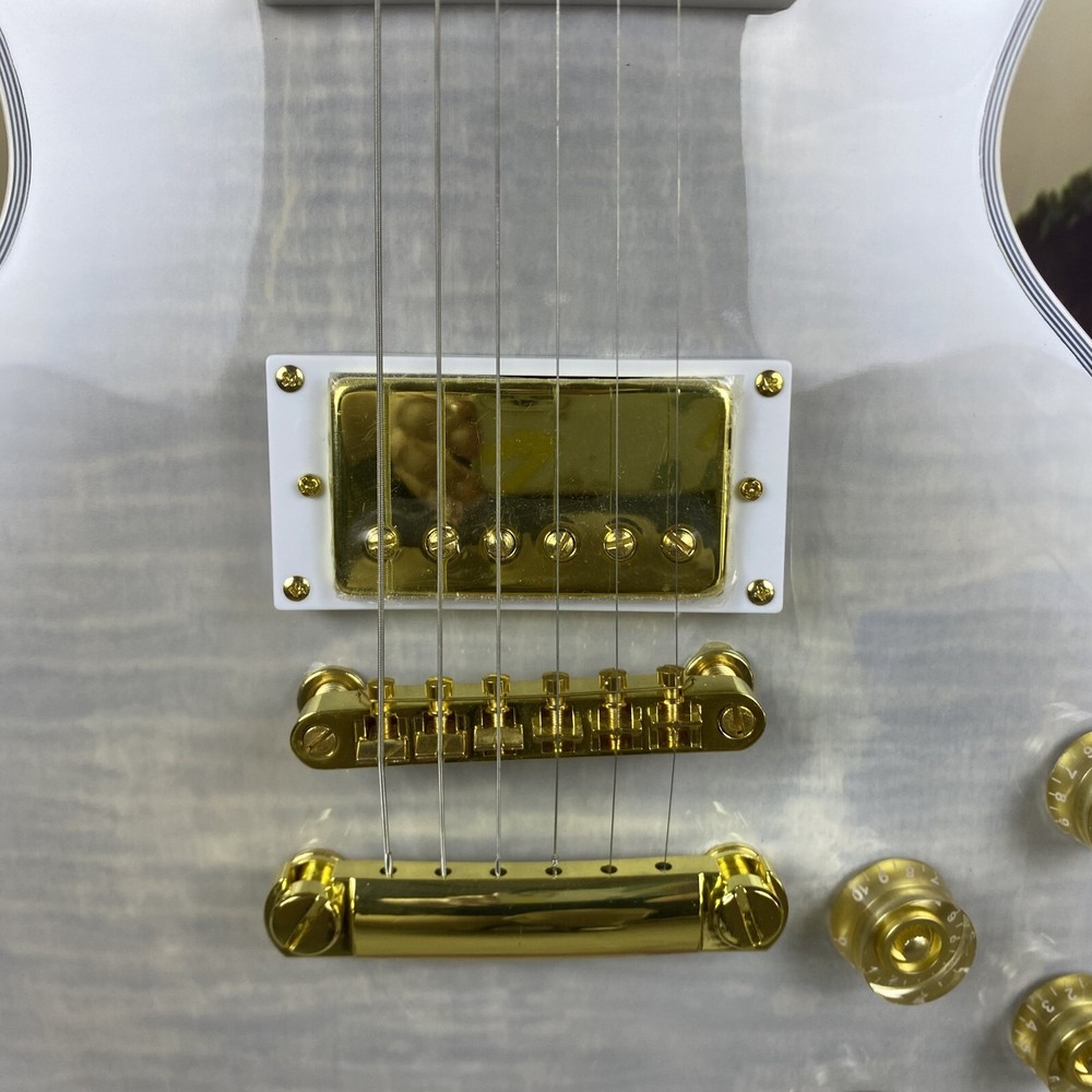 Custom 6 String Electric Guitar Gold Hardware Flame Maple Shell Abalone Inlay