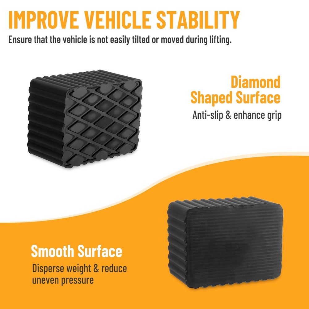 4PCS 3" Tall Solid Rubber Stack Blocks Universal for Auto Lift Rolling Jack New