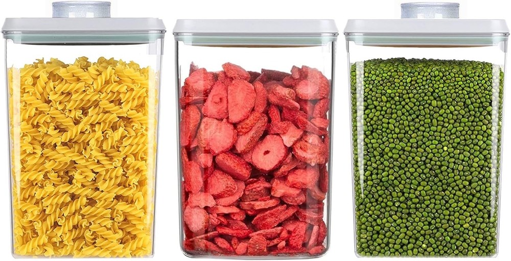 Pop Airtight Food Storage Containers Set W/ Lids 6 Pcs Stackable One Button