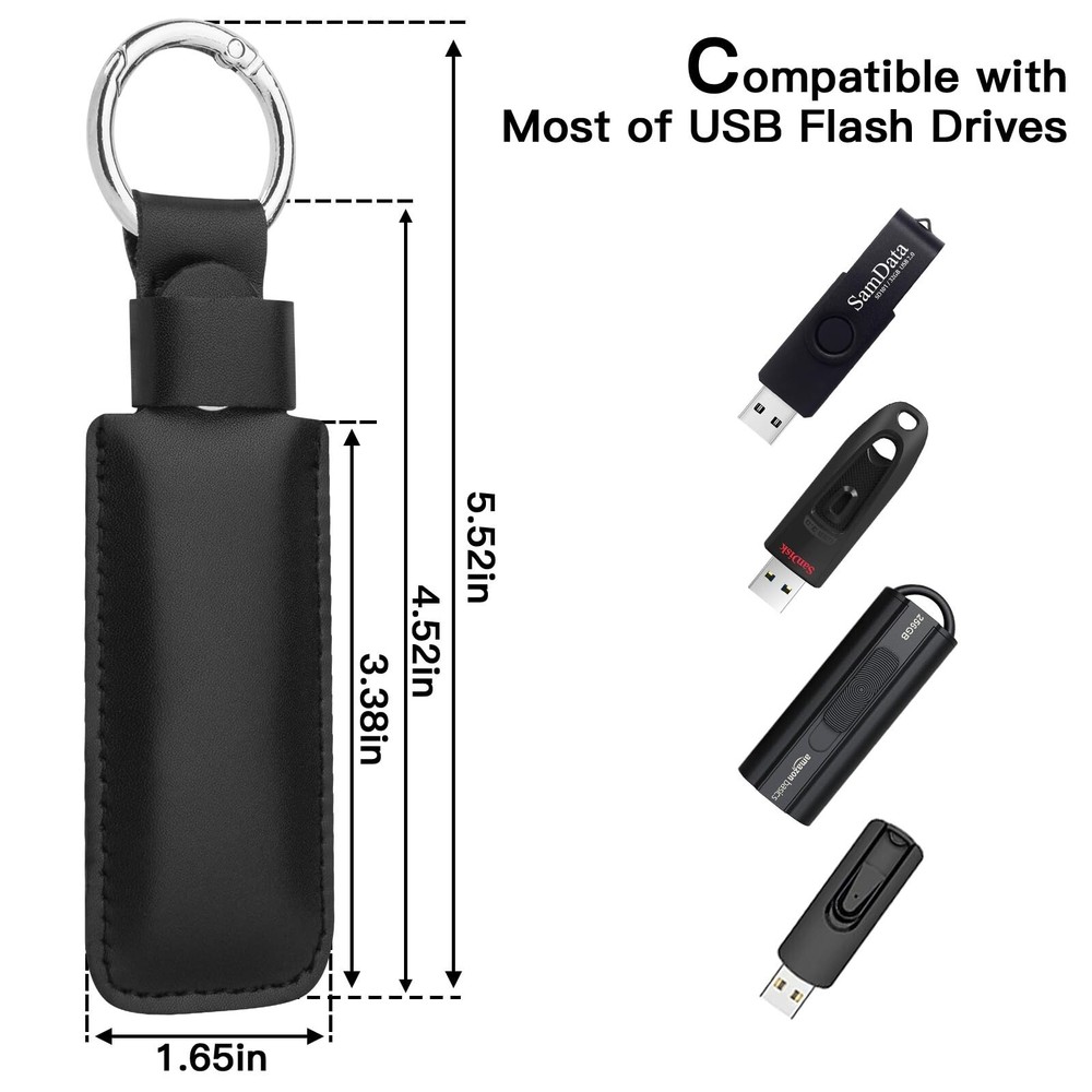 Microfiber Leather USB Flash Drive Case - Anti Lost USB Flash Drive Holder Pr...