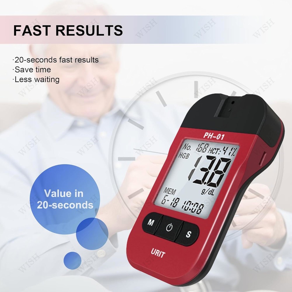Hemoglobin Analyzer Fast HB Testing Kit with 25 Test Strips