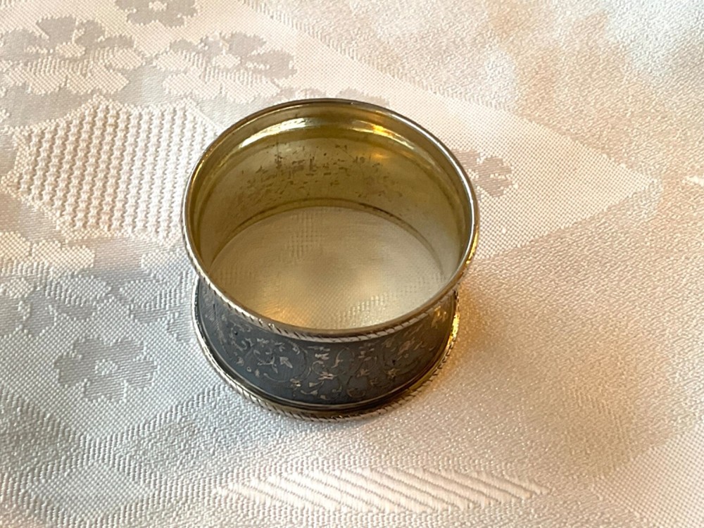 Antique sterling silver NIELLO napkin ring