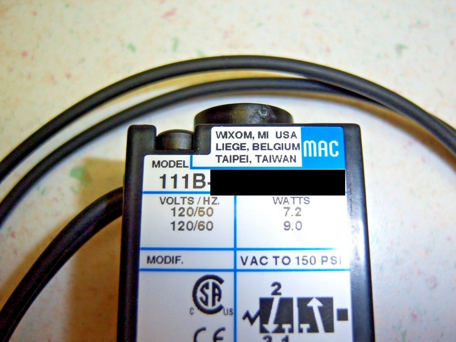 Mac Brand Solenoid Valve as Compared to Haas® PN# 36-30675