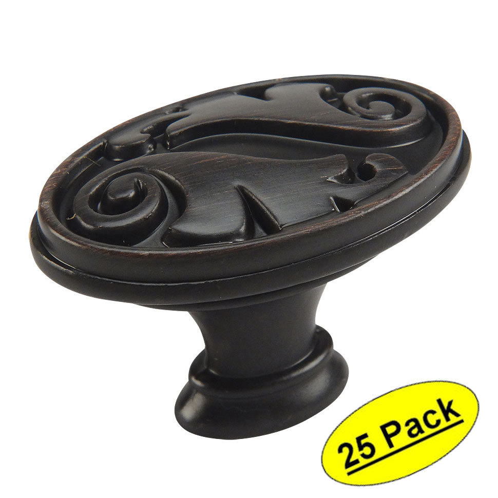 *25 Pack* Cosmas Cabinet Hardware Oil Rubbed Bronze Oval Knobs #4297ORB